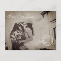 Classic Vintage Photo Wedding Invitation Postcard