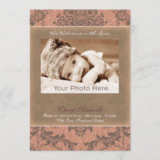 Classic vintage pink baby announcement