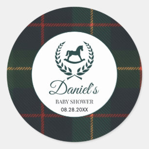 Classic Vintage Polo Horse Party Baby Shower Round Sticker