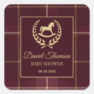 Classic Vintage Polo Horse Party Baby Shower Square Sticker