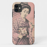 Classic vintage portrait of geisha japanese lady