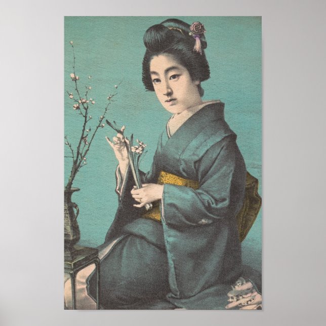 Classic vintage portrait of geisha japanese lady poster (Front)
