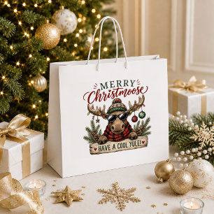 Classic Vintage Red Green Christmas Gift Bag Desig