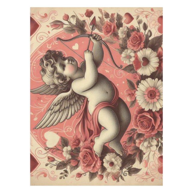 Classic/Vintage/Retro Cupid Valentine's day Tablecloth (Front)