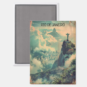 Classic Vintage Rio de Janeiro Travel Jesus Statue Magnet