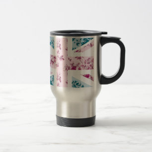 Classic Vintage Rose Union Jack British(UK) Flag Travel Mug