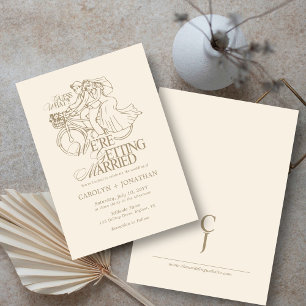 Classic Vintage Rustic Gold Monogram Wedding Invitation