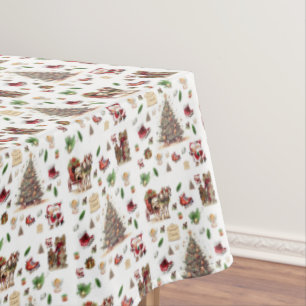 Classic Vintage Santa Claus Christmas Tablecloth