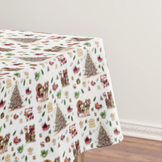 Classic Vintage Santa Claus Christmas Tablecloth 