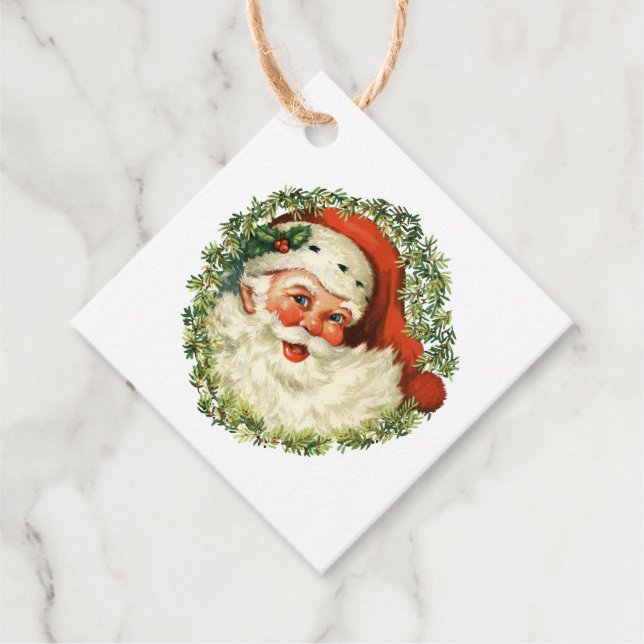 Classic Vintage Santa Retro Favour Tags (Front)