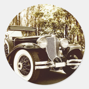 Classic Vintage Sepia Car Round Sticker