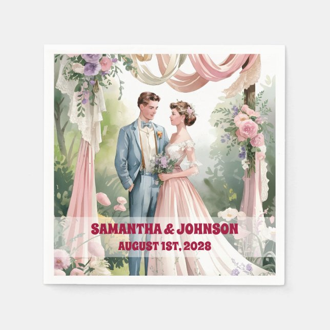 Classic Vintage Shabby Chic Wedding  Napkin (Front)