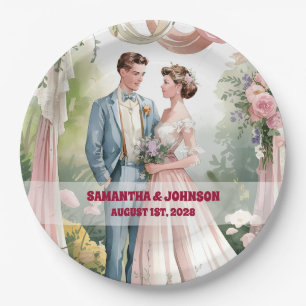 Classic Vintage Shabby Chic Wedding Paper Plate
