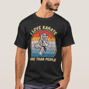 Classic Vintage Shark I Love Karate More Than Peop T-Shirt