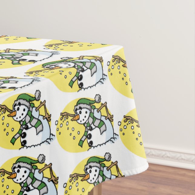Classic Vintage Snowman Christmas Tablecloth  (In Situ)