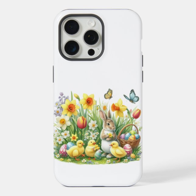 Classic/Vintage spring rabbit/chicken iPhone Case (Back)