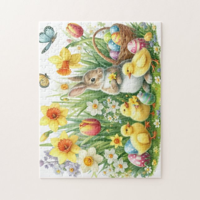 Classic/Vintage spring rabbit/chicken Jigsaw Puzzle (Vertical)