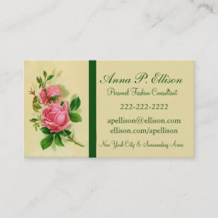 Classic Vintage Style Pink Roses Business Card