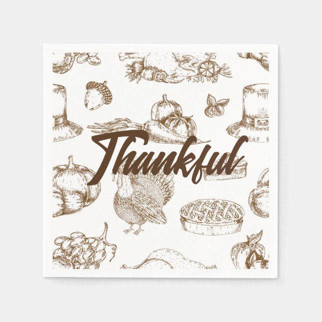 Classic Vintage Thanksgiving Minimalist Rustic  Napkin (Front)