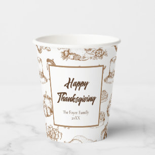 Classic Vintage Thanksgiving Minimalist Rustic Paper Cups