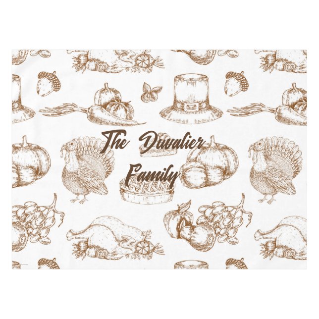 Classic Vintage Thanksgiving Minimalist Rustic  Tablecloth (Front (Horizontal))
