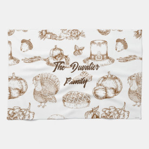Classic Vintage Thanksgiving Minimalist Rustic Tea Towel