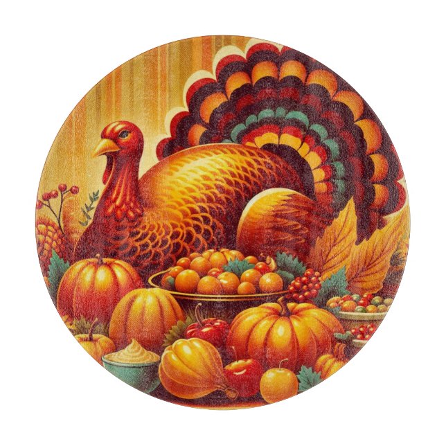 classic/vintage Thanksgiving Turkey Cutting Board (Front)