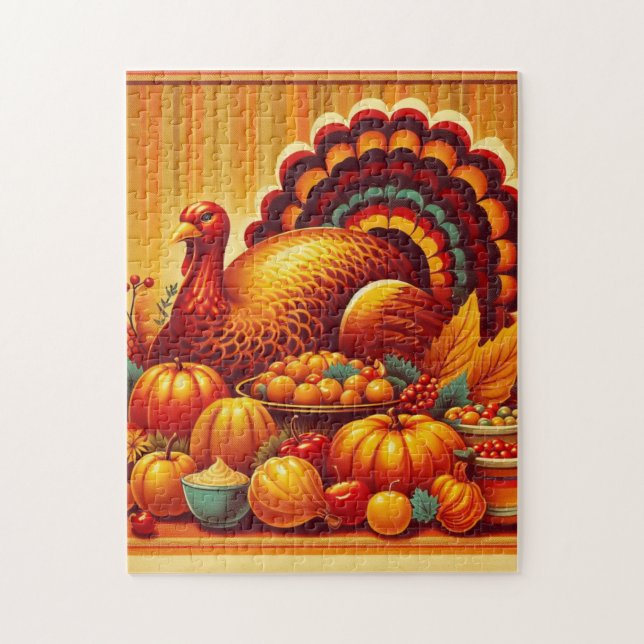classic/vintage Thanksgiving Turkey Jigsaw Puzzle (Vertical)