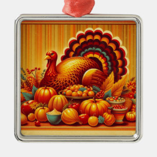classic/vintage Thanksgiving Turkey Metal Tree Decoration