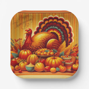 classic/vintage Thanksgiving Turkey Paper Plate
