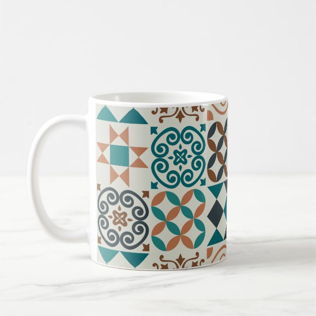 Classic Vintage Tile Pattern Coffee Mug (Left)