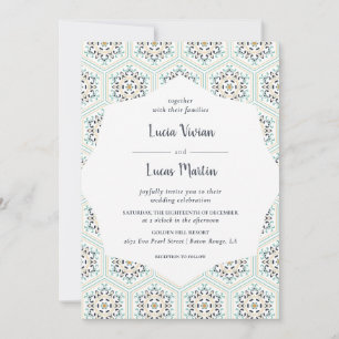 Classic Vintage Tile Texture Pattern Wedding Invitation