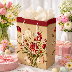 Classic vintage tulips medium gift bag