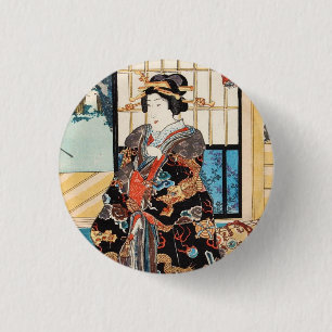 Classic vintage ukiyo-e japanese geisha Utagawa 3 Cm Round Badge