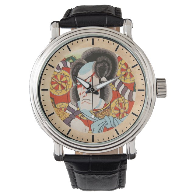 Classic vintage ukiyo-e kabuki samurai Utagawa Watch (Front)