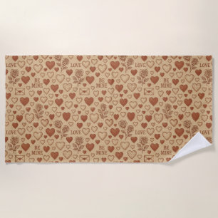 Classic, vintage Valentine's Day patterned Beach Towel