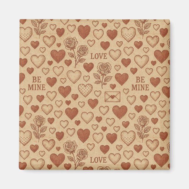 Classic, vintage Valentine's Day patterned Magnet (Front)