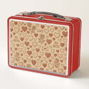 Classic, vintage Valentine's Day patterned Metal Lunch Box