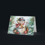 Classic Vintage Watercolor Christmas Snowman Blank<br><div class="desc">Customise this Festive Vintage Watercolor Christmas Snowman blank card by adding your Holiday Greeting inside of the card or leave blank so you can add a handwritten message. This non-photo, non-denominational card is perfect for sending out to customers, friends, family, co-workers and teachers. Thank you for Visiting & Shopping in...</div>