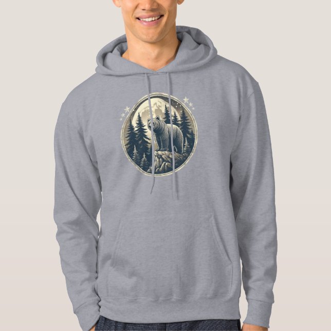 Classic/vintage wilderness bear hoodie (Front)