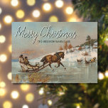 Classic Vintage Winter Sleigh Ride Scene Holiday Card<br><div class="desc">A beautiful Christmas card featuring Axel Hjalmar Ender’s painting Christmas Visit. The artwork depicts a horse pulling a sleigh with a warmly dressed couple gliding gracefully across the frozen landscape. Snow covers the fields, and the crisp winter air enhances the festive mood. This classic winter moment captures the romance and...</div>