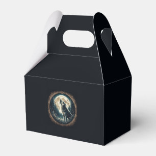 Classic, vintage wolf & moon favour box