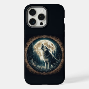 Classic, vintage wolf & moon  iPhone 15 pro max case