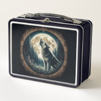 Classic, vintage wolf & moon