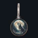 Classic, vintage wolf & moon  pet tag<br><div class="desc">.</div>