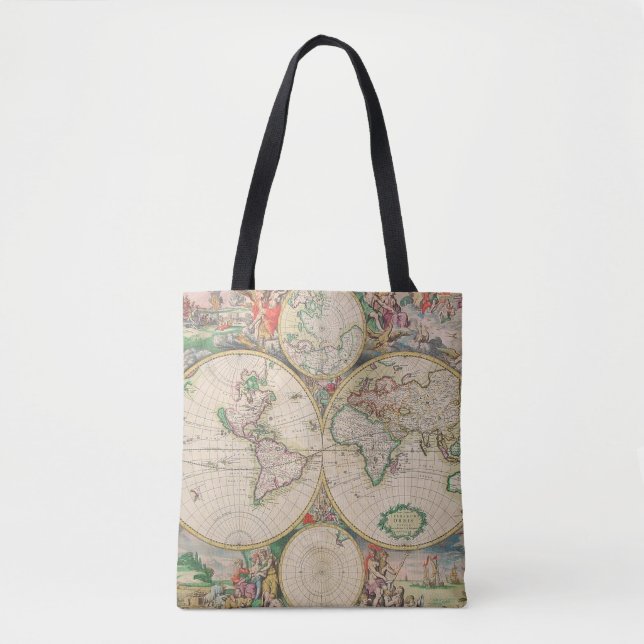 Classic Vintage World Travel Map Tote Bag (Front)