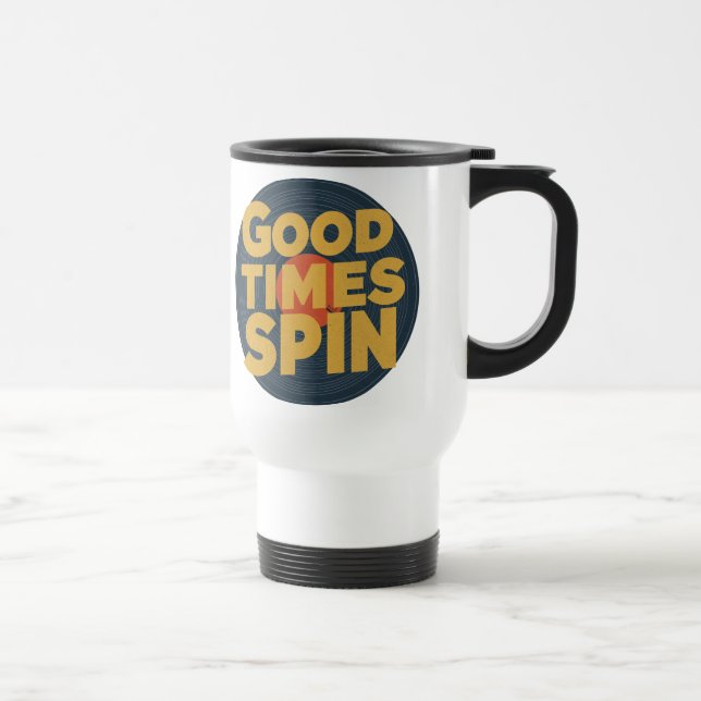 Classic Vinyl Vibes | Retro Music Lover Design Travel Mug (Right)