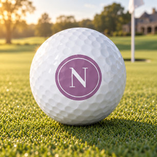 Classic Violet Round Monogram Initial Golf Balls