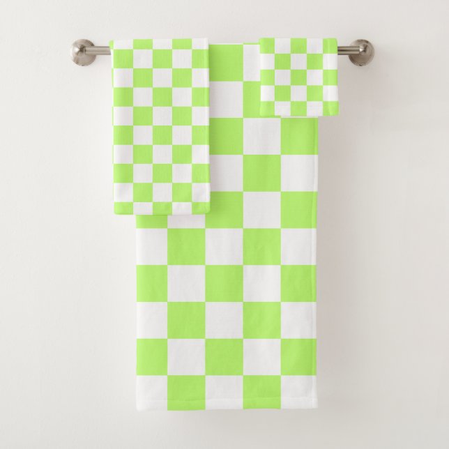 Classic visual lime checkerboard  bath towel set (Insitu)
