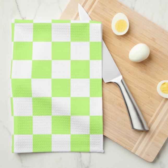 Classic visual lime checkerboard  tea towel (Quarter Fold)